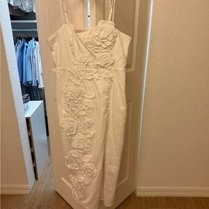 BHLDN Strapless White Floral Dress